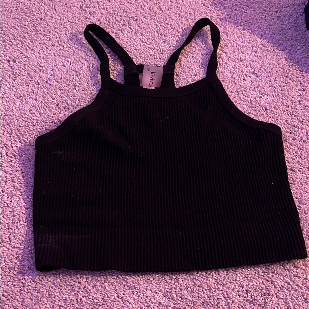 Altar'd State Black Ribbed Crop Top
